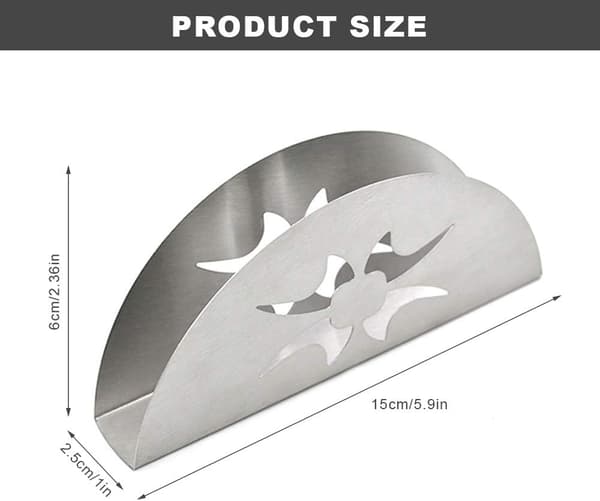 Servettiteline, 2 kpl ruostumattomasta teräksestä valmistettu servettiteline hopea
