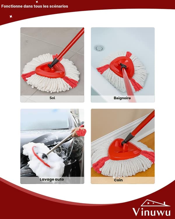 5-pak moppehoved-refills – Kompatibel med Vileda Turbo EasyWring 1-tanksystem, maskinvaskbare mikrofiberpuder