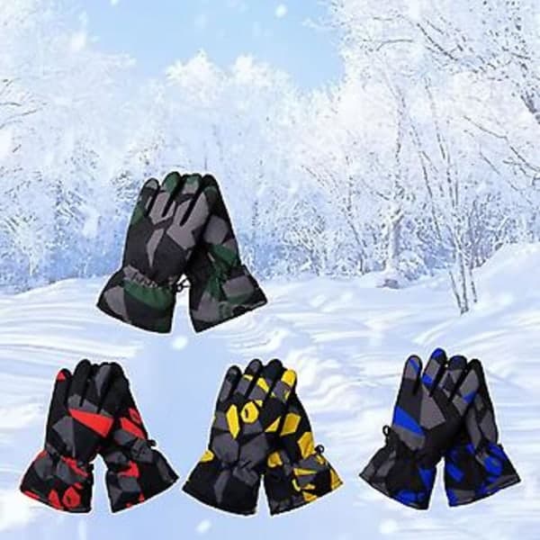 Skidhandskar för barn Vinter Snö Varma Handskar Termiska Snowboard Vindtäta (Blå)