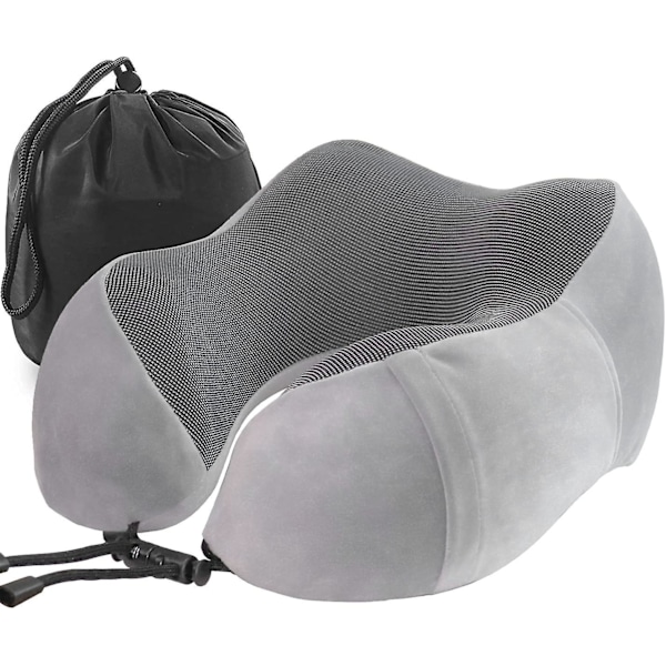 Memory Foam Travel Pillow with Side Storage Bags - Soft Neck Pillow for Sleep, Rest, Airplane, Car - Ideal for Family and Travel Use