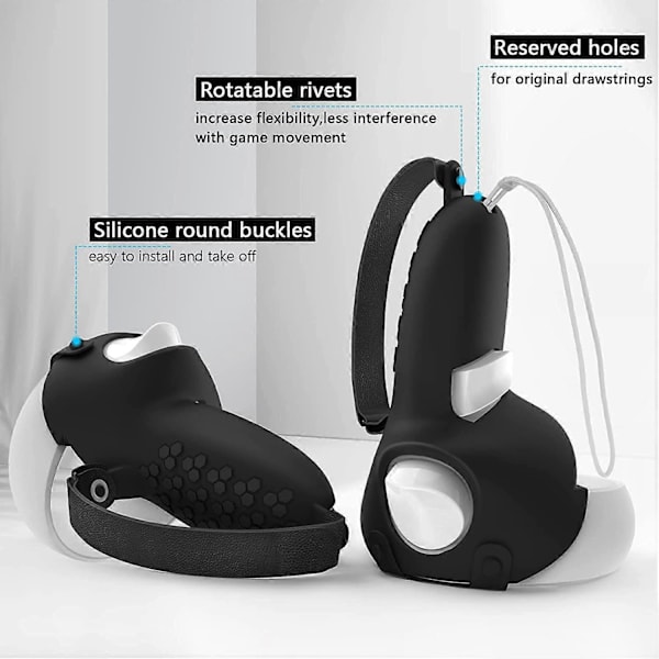 Controller Grips Compatible with Quest 2 Soft Non-Slip Silicone Cover with Adjustable Leather Hand Knuckle Strap