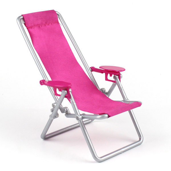 1 stk Sammenfoldelig Miniature Strandstol Lounge Hot Pink Dejlig Skrivebordsstol Møbler Dukketilbehør Dukkehus Legetøj