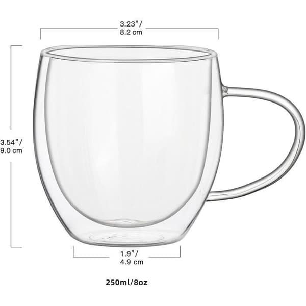 Kaffekopper - Sæt med 4 - Borosilikatglas - Dobbeltvægget isoleret - 150 ml
