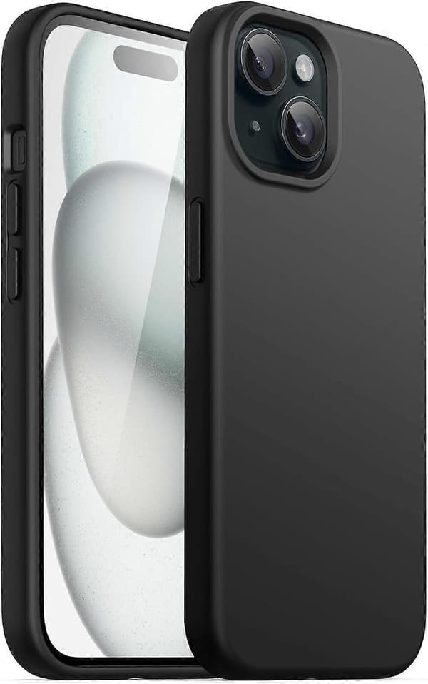 Silicone Case for iPhone 15 6.1 inch, Silky Soft Full Protective Phone Case, Shockproof Cover (Black)