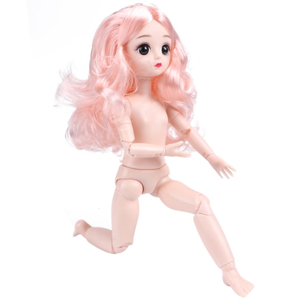 30 cm muodikkaita kauniita nukkelapsia lapsia tyttöjen nukkeleluja liikkuvilla nivelillä syntymäpäivälahja (kiharat hiukset, vaaleanpunainen runko, 30 cm nukke ja kengät)