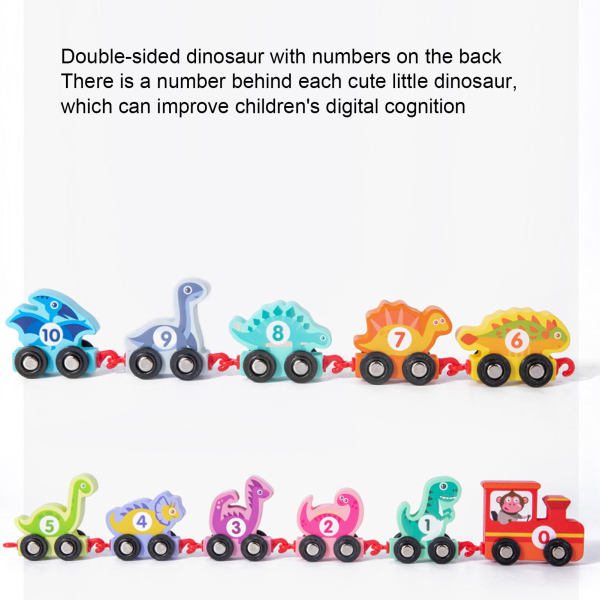 11 st Dinosaurie set Tecknad trädinosaurie tåg med siffror Småbarnsutbildning Byggstenar Leksaksbil