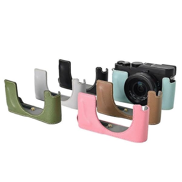 For Leica D-Lux 8 Camera Case PU Leather Protective Cover with Lens Cap - Grey