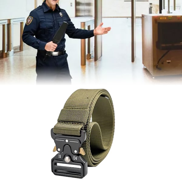 Träningsbälte för utomhusbruk 3,8 cm Nylonbälte med legeringsspänne Andningsbart midjebälte för camping jakt vandring Olivgrön 120 cm