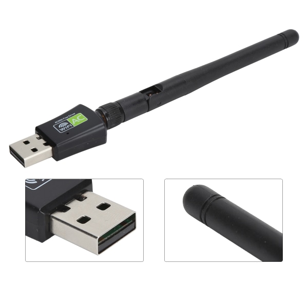 USB Wifi Adapter Modtager Antenne Ethernet 600Mbps 2,4Ghz5Ghz trådløst netværkskort Sort