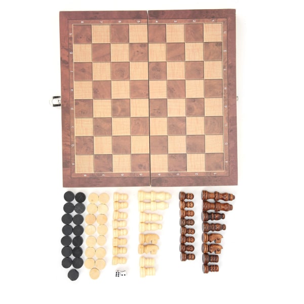 3-i-1 sjakk dam Gobang sammenleggbart sjakkbrett Bærbart interaktivt sjakkspillleker 24 x 24 cm / 9,4 x 9,4 tommer