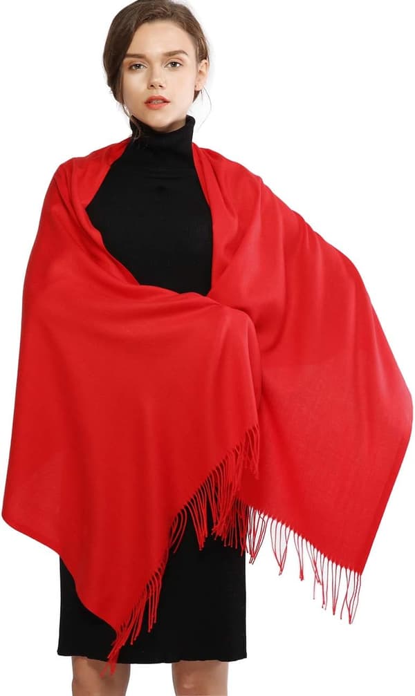 Skjerf til dame Pashmina sjal og omslag til bryllup Skjerf til dame Vinter Red