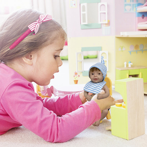 Återfödda babydockor 6 tum silikon pojkar verklighetstrogna helkropps miniatyr silikon babydockor med öppna ögon leksakspresent för barn