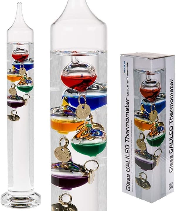 Dekorasjon/Galileo-termometer i glass/Mål: 28 x 5,5 cm