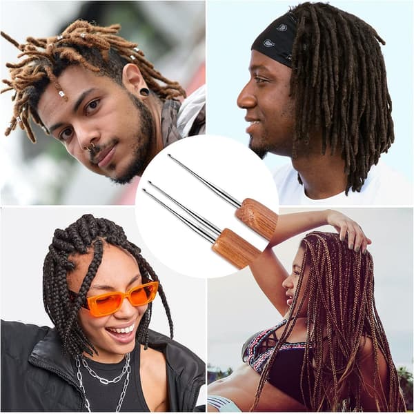 Dreadlocks Hæklenåle, Hæklenåle til Dreadlocks, Dread Locks Hæklenål til Flettehåndværk 0,5 mm (1 Nål og 2 Nåle)