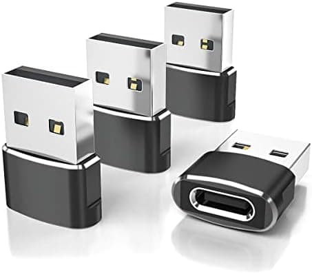 Elebase USB til USB C-adapter til iPhone 17 4-pak, USB-C hun til A han bilopladeradapter, Type C-konverter Apple 17e 16 Pro Max 15 14 Black