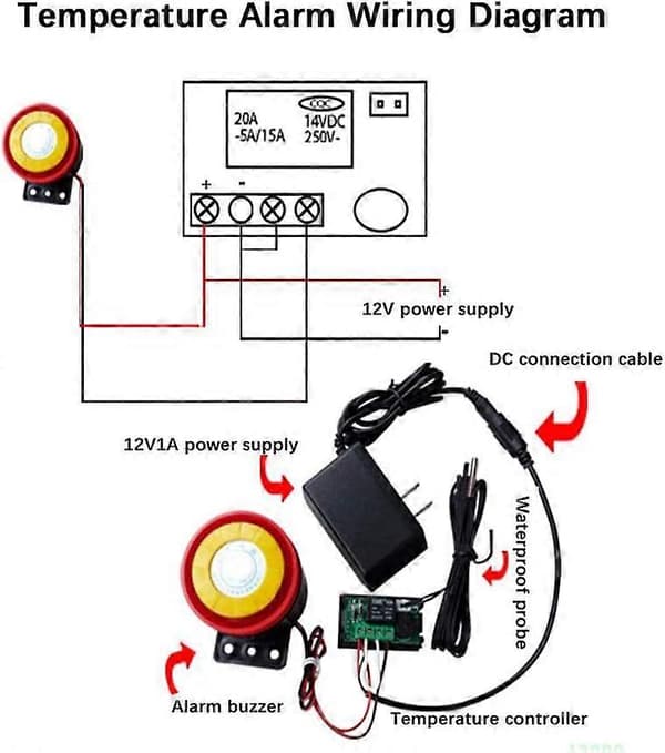 Digital DC termostat, Sunmostar, 12 V, -50 -110, Plast, Svart