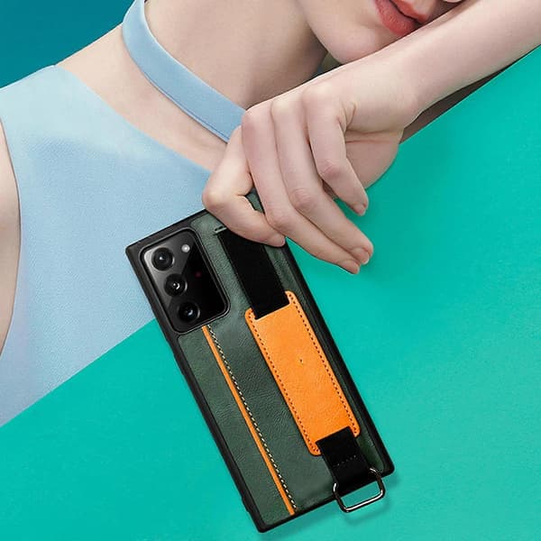 Leather Case Compatible with Samsung Galaxy S22 Ultra/s22+/s22, Shockproof Protective Case with Wrist Strap