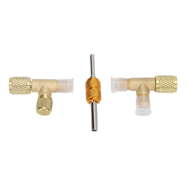 1/4-tommers ventiler Kjerne Messing Tee Adapter Hurtigkoblingstilgang Tee Fittings for vakuummåler R22 R12 R134 Kjølemiddel