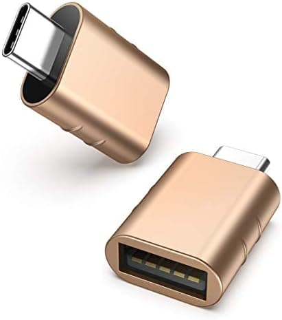 Syntech USB C til USB-adapter, 2-pak, USB 3.0 hun til Thunderbolt 4/3-adapter kompatibel med MacBook Pro Air 2024, Surface, iPad, iPhone Guld Gold 27.4 x 16.5 x 8.1 mm