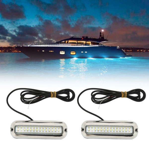 Vattentät marin LED-båtslampa - blå, 42 lysdioder, 10-30V DC, undervattensljus, avloppsplugg