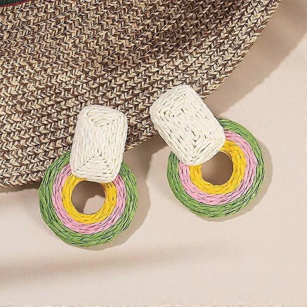 Statement Raffia Øreringe Søde Boho Øreringe Rattan Hængende Øreringe