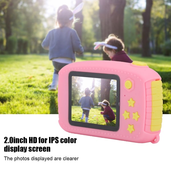Bærbart rosa ABS digitalkamera for barn 12 MP 2,0-tommers HD fargeskjerm gaveleketøy for barn