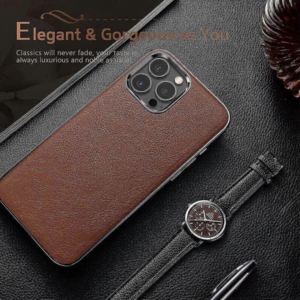 iPhone 13 Pro Max-deksel, Business Slim Classic-etui, herrebrun