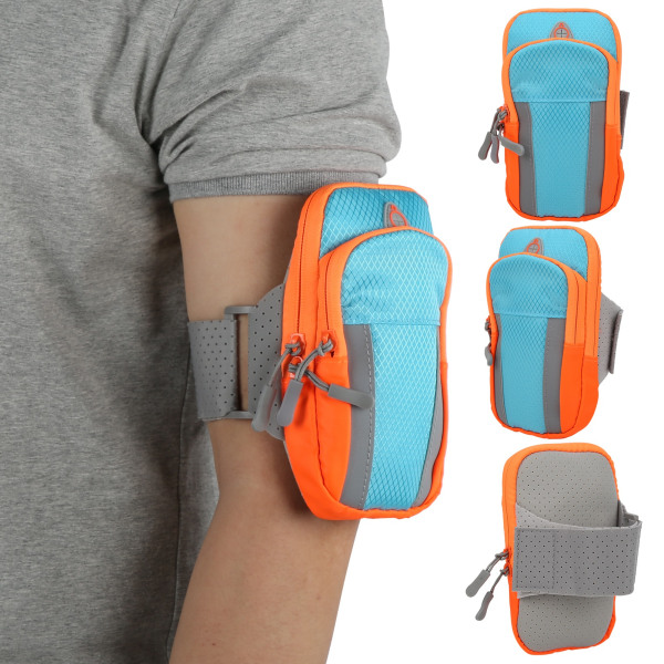Nylon mobiltelefon armtaske Multipocket mænd og kvinder til bjergbestigning fitnessløb (himmelblå)