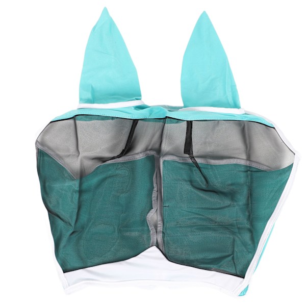 Mesh Hestefluemaske Elastisk UV-beskyttelse Avtakbar Pustende Hestefluemaske med Ører for Hester Blågrønn L