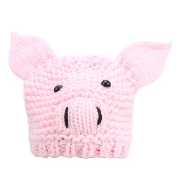 Baby Tegneserie Dyr Fotohatt Spedbarn Søt Heklet Strikket Hatt Rekvisitter Tilbehør Rosa
