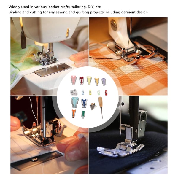 Sy Bias Tape Maker Kit med Snap On Binders Fot 9 Bias Tape Makers Quilt Syl Bias Tape Maker maskin för gör-det-själv