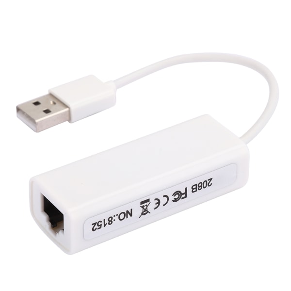 USB2.0 Ethernet-sovitin RJ45 Valkoinen ABS RTL8152B Chip Tietokoneen ulkoinen verkkokortti