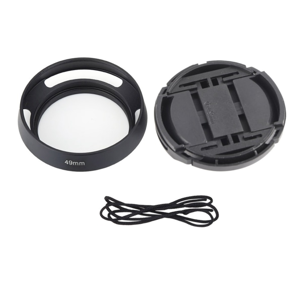 Lätt metall ventilerad kamera motljusskydd med cap (49 mm)