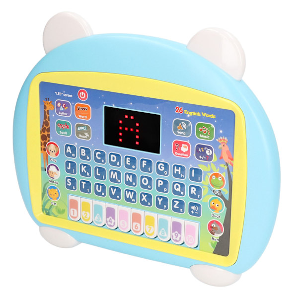 Børns Læring Tablet Interaktiv Lærende Elektronisk LED Ord Stavning Musik Toddler Læring Pad Lyseblå