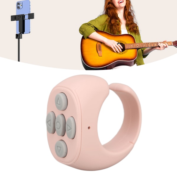 Trådløs Bluetooth Selfie Shutter Ring - Multifunksjonskontroll for telefonfotografering (rosa)