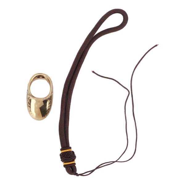 Bågskytte tumringar Bra skydd Gravyrmönster Mässing Fingerskydd med Anti Lost Rep för utomhusjakt 16mm