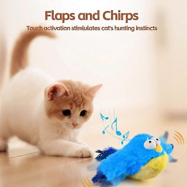 Interactive Cat Toys, Rechargeable Chirping Flapping Bird (Non-Flying)