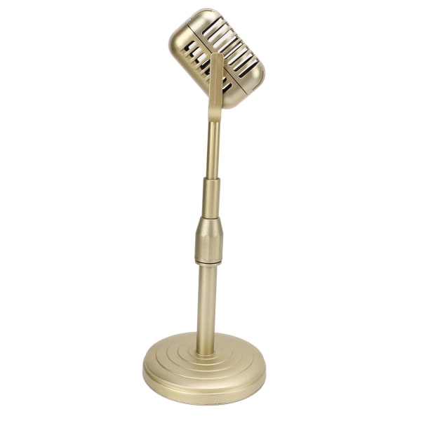 Simulering Gammeldags mikrofonmodell med stabil base og støttestang Retro-stil mikrofonstøttesett for fotografi gull