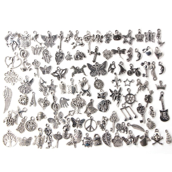 DIY anheng Tilbehør Dyp sølvlegering håndverk for å lage armbånd (100 stk stiler)