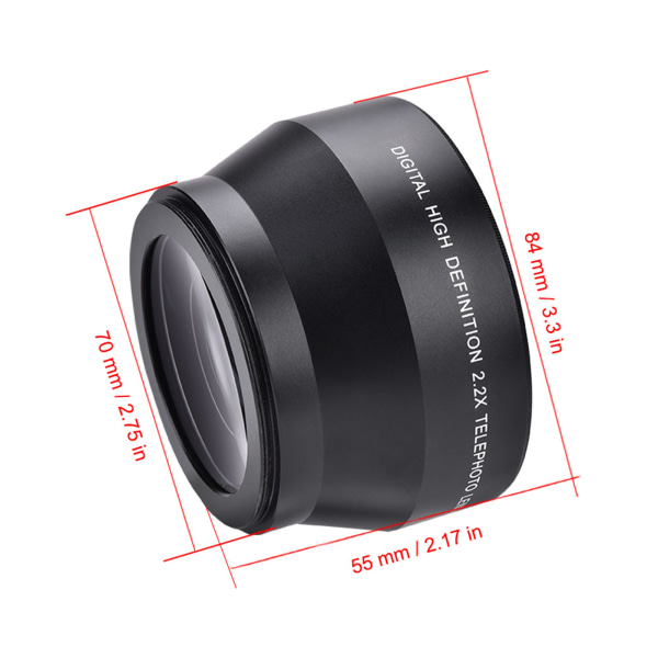 Universal 2.2X Telekonverterlinse for DSLR-kameraer (67mm)