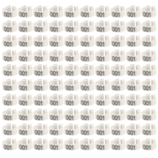 100 kpl/pussi 8MM 001-100 numeroitu muovikirjain Pigeon Bird jalkanauhat Sormukset (valkoinen)