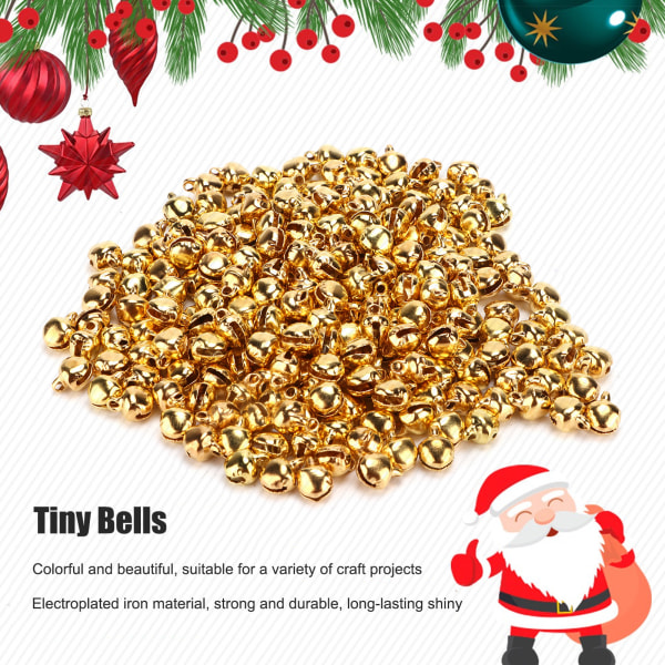 300 stk Små bjeller DIY Mini Tiny Jern Jingle Bells med hull for Craft Smykker Festival Bursdagsdekorasjon GaveGull