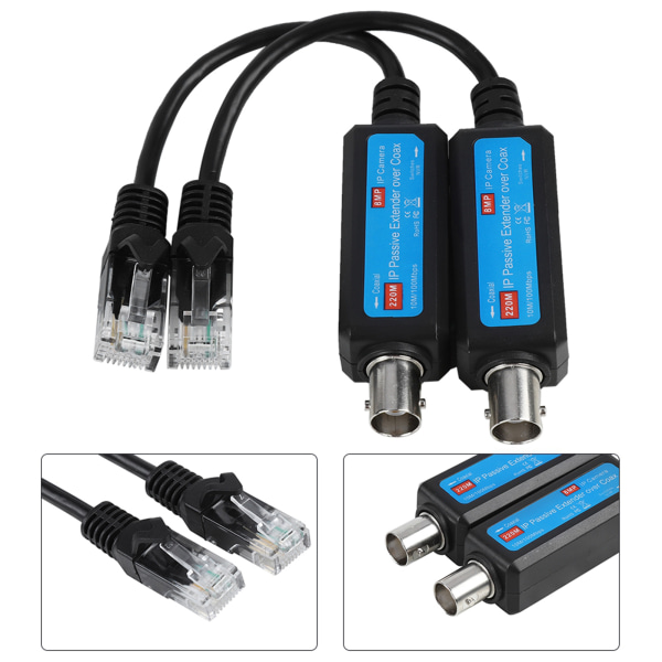 1 par IP Network Coaxial Transmitter Receiver Extender för IP NVR-kamera