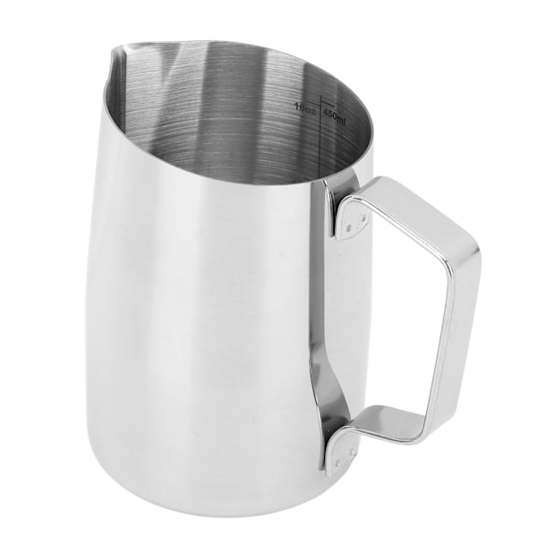 Melkeskummerkanne 450ml 201 Rustfritt Stål Indre Skala Kaffe Dampende Melk Kremerkopp for Hjemmekafé