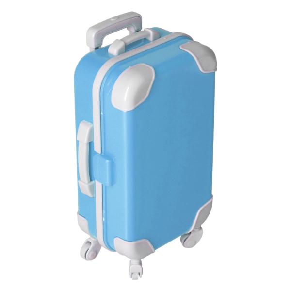 Kuffert Simuleret Levende Bærbar Udsøgt Bagagetasker Dukketilbehør til 18 tommer pigedukker Himmelblå