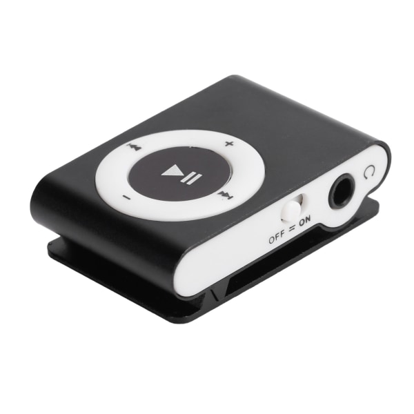 Bärbar digital musikmediaspelare MiniMP3 BackClip-spelare med hörlurar och USB -kabel (Noir)