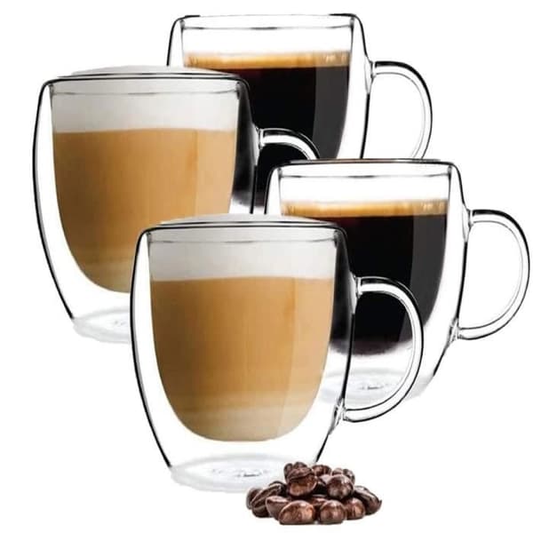 Kaffekopper - Sæt med 4 - Borosilikatglas - Dobbeltvægget isoleret - 150 ml
