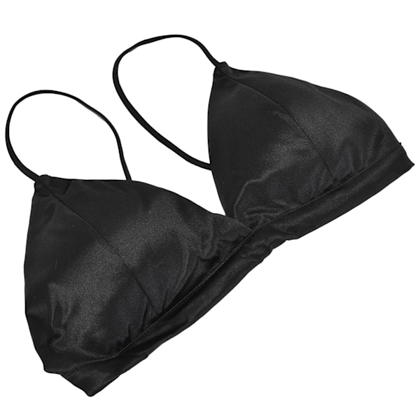 Dam satin triangel bralette andningsbar trådlös sovande bh djup V-ringad bralette svart