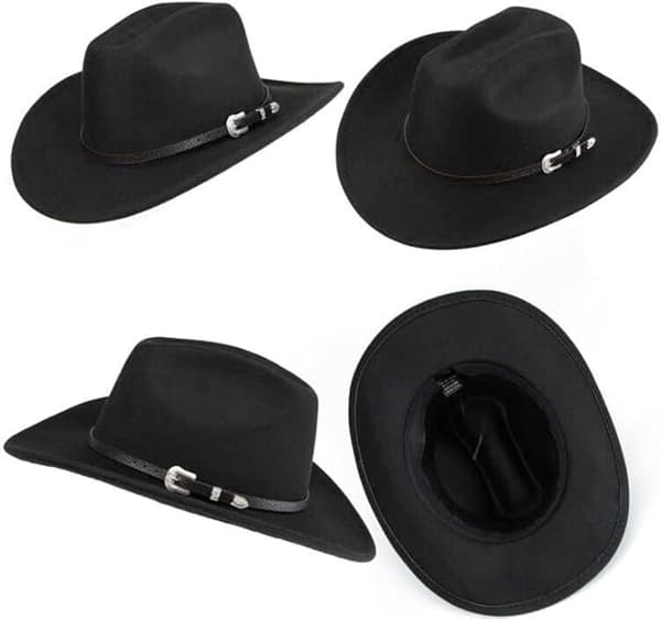 Western Cowboyhatt for menn og kvinner Klassisk bøyd brem Fedora med spennbelte (Medium)