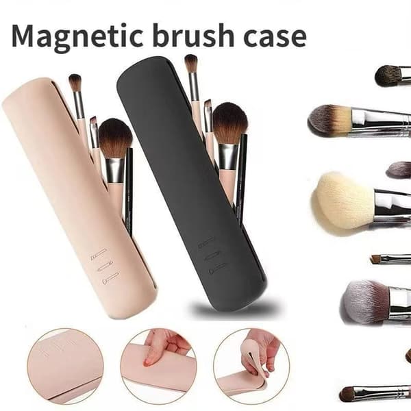 Silikone Makeup Børste og Svampeholder - Makeup Børste Etui til Rejser - Khaki